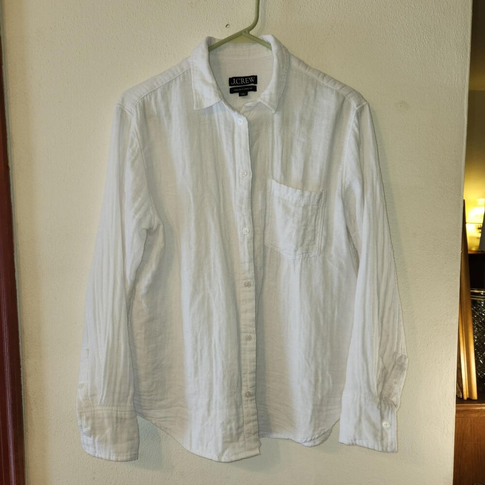 J Crew Garcon Classic Fit White Double Gauze Button Down Shirt Textured 6